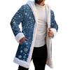 Men's Christmas Long Hooded Cardigan With Pockets Warm Jacket