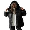 2025 Winter New Women's Drawstring Slim Fit Cotton Coat with Hood Zipper Warm Comfortable Outerwear for Europe and America