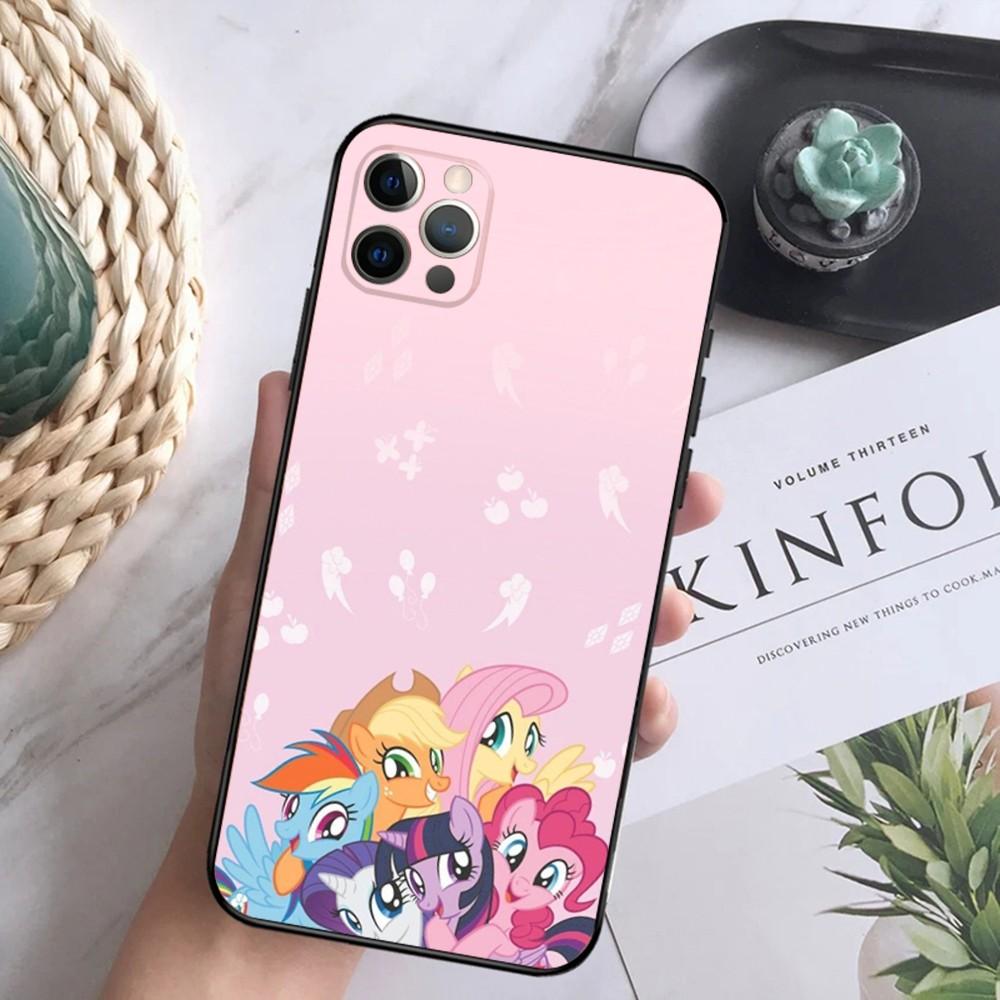 

My L-Little Rainbow PonyS Phone Case For iPhone 16,15,14,13,12 Mini 11 Pro XR,X,XS,MAX 7,8 Plus Silicone Cover Soft Black iPhone12PRO