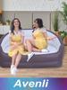 JILONG Inflatable Recliner Sofa with Flocking - Single/Double Lazy Lounge Chair