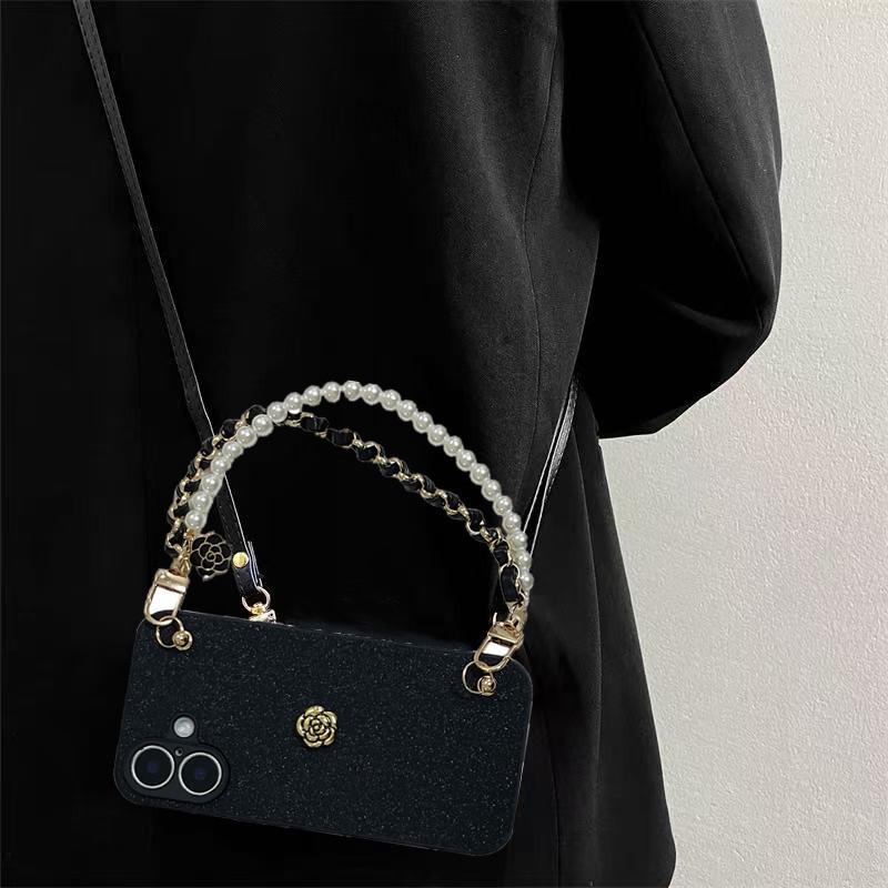 Luxury Camellia Crossbody Chain Phone Case for iPhone 13-16 Pro Max
