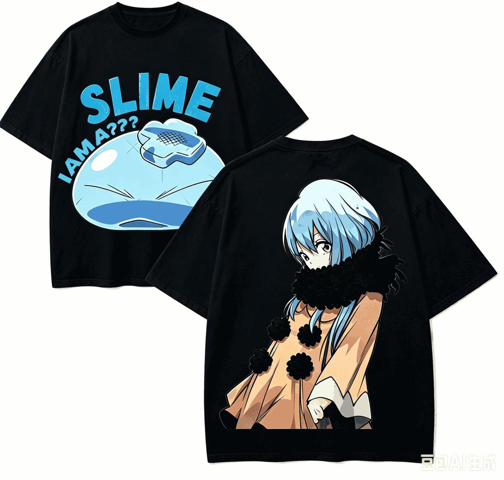 Maglietta Anime Lover Slime Rimuru Harajuku Cotone Nuovo Modello High Street Retrò Oversize Unisex p
