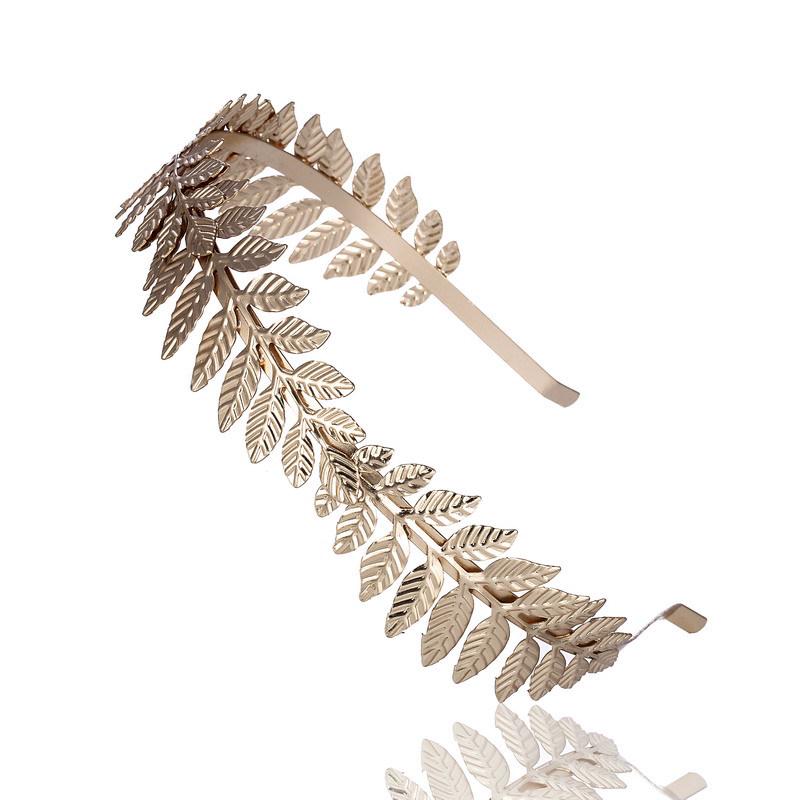 Fascia per capelli con foglie dorate da sposa europea e americana 2026, Fascia per capelli con foglie dorate da sposa, Ornamento per capelli, Fascia a corona, Natale