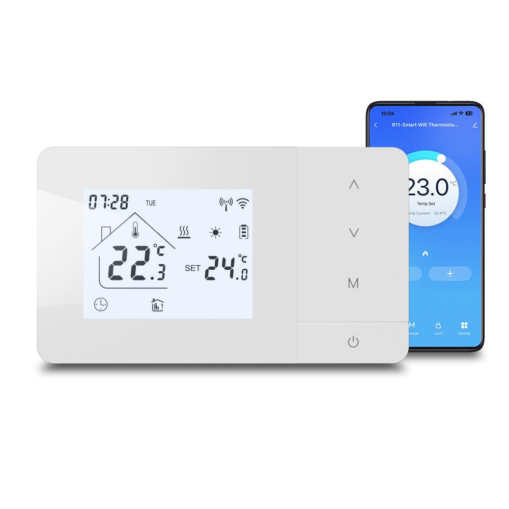 Smart Tuya WiFi Thermostat for Gas Boiler Heating /Cooling Powered by Battery/USB Works With Alexa Google Home Daily Programable