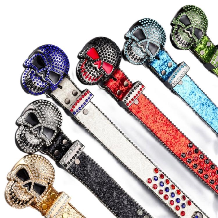 Eleganter Kristallgürtel Frau Eleganter Totenkopf Nietengürtel Goth Dekogürtel