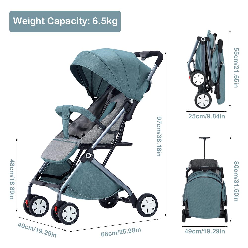 Lightweight Baby Stroller, Compact Toddler Travel Stroller For Airplane, Infant Stroller W/ 5-Point Harness, Adjustable Backrest