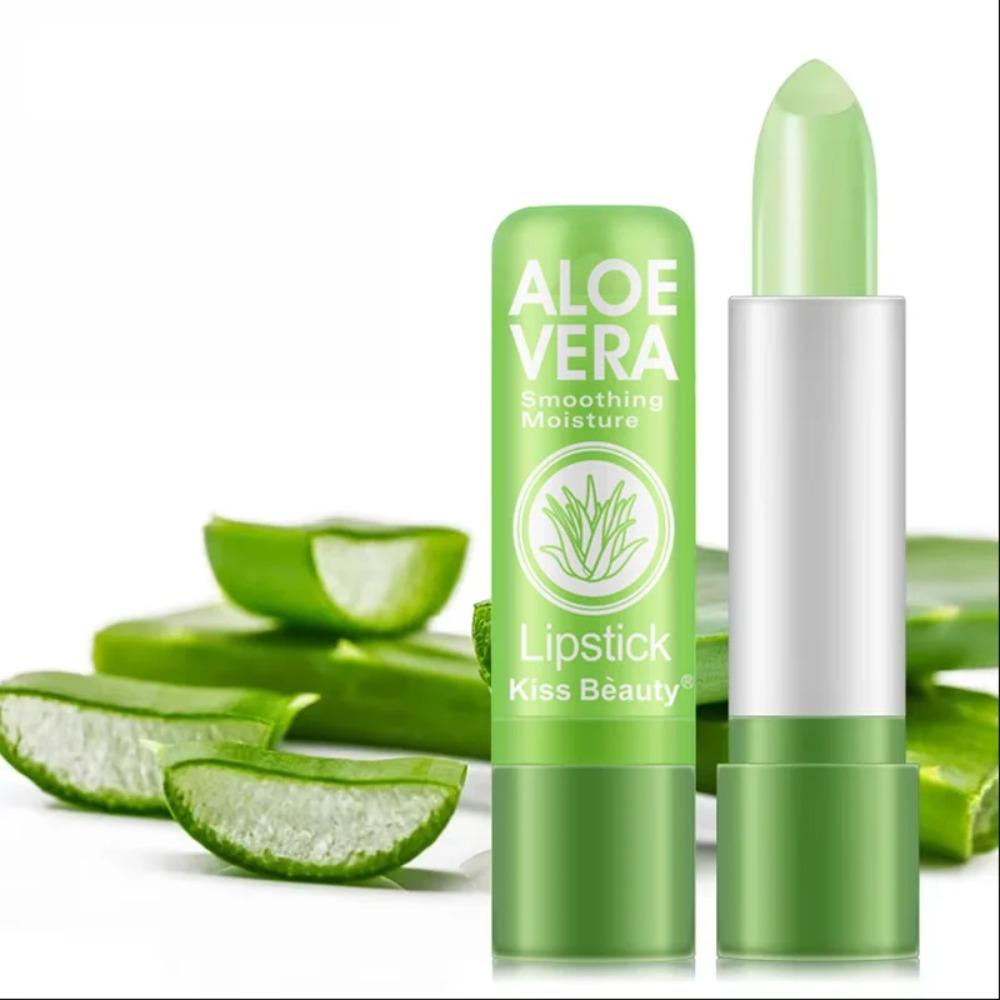 1pcs Aloe Vera Moisturizing Lipstick Lasting Nutritional Repair Lipsticks Anti Drying Color Changing Waterproof Natural Lip Care