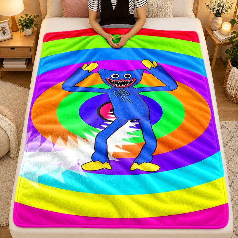 Flannel BlanketPoppy Playtime Warm Soft Throw Blanket for Indoor Sofa Bed Living Room Use