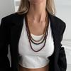 Ethnic Style Multi-Layer Stacked Wooden Bead Beaded Necklace, Exaggerated Waterfall-Shaped Long Multi-Layer Sweater Chain
