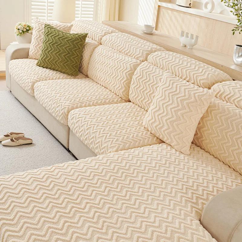 

2025 New Style Elastic Sofa Cover All-Inclusive Universal Cover Winter Plush Sofa Cover Backrest Protective Cover Back Cushion Cover