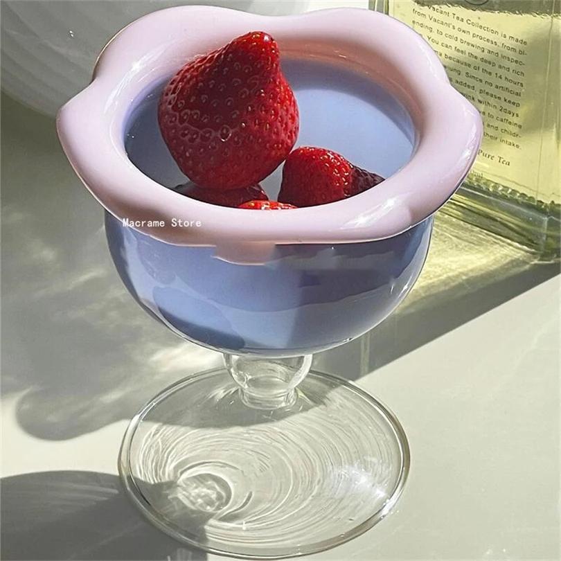 

Korean Style Creative Wave Flower Glass Colorful Alien Cocktail Glass Ins Cute Dessert Ice Cream Cup 101-200ml