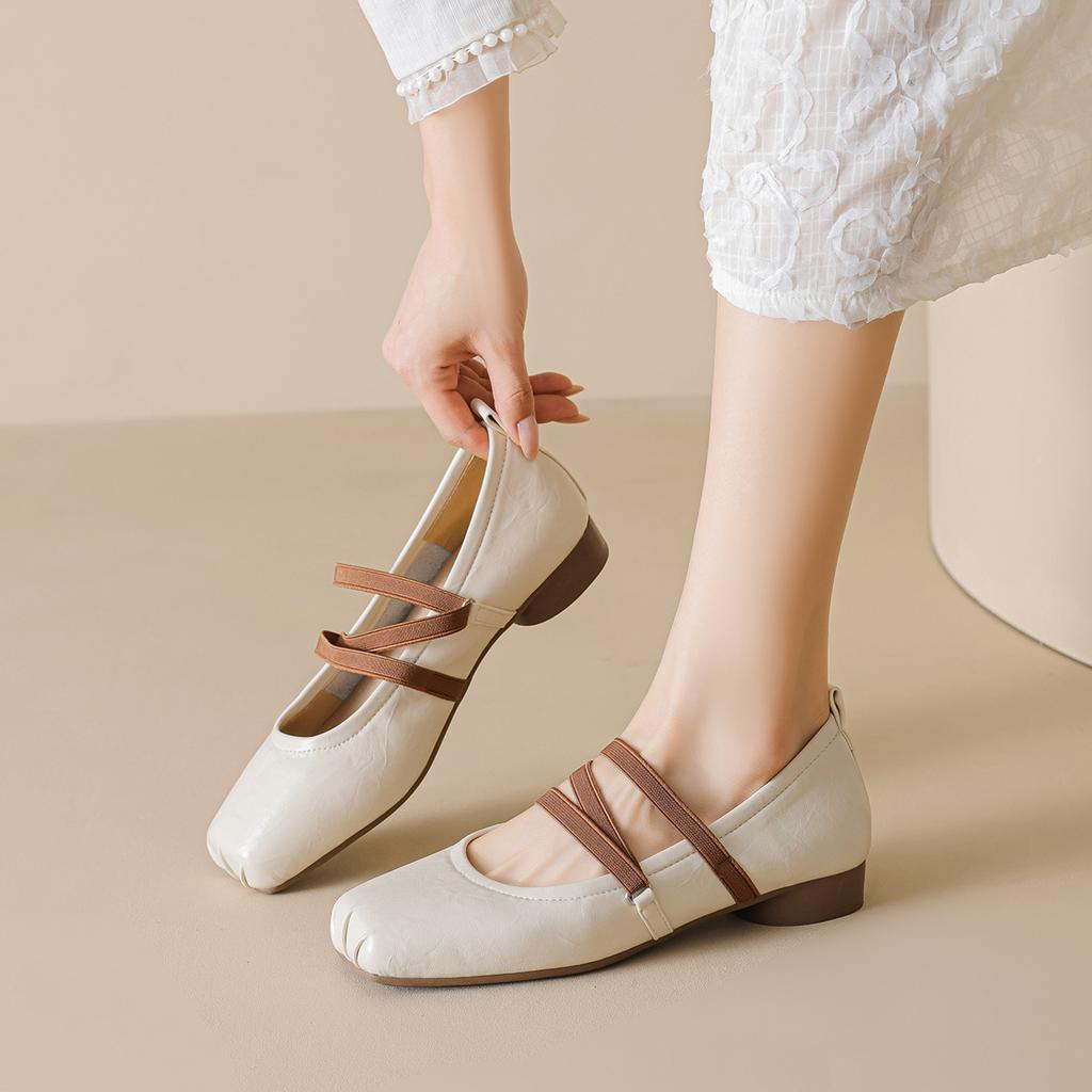 Weiwei Girl 6099-1 Blogger Same Ballet Mary Jane Shoes Women's New Thick High Heels Shallow Mouth Evening Single Shoes