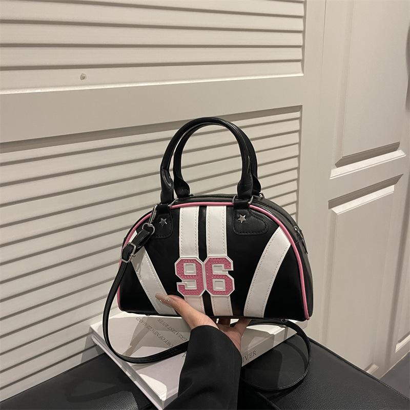 

Boston bag women s bag trendy handbag niche shoulder messenger bag racing bowling bag women s bag чёрный