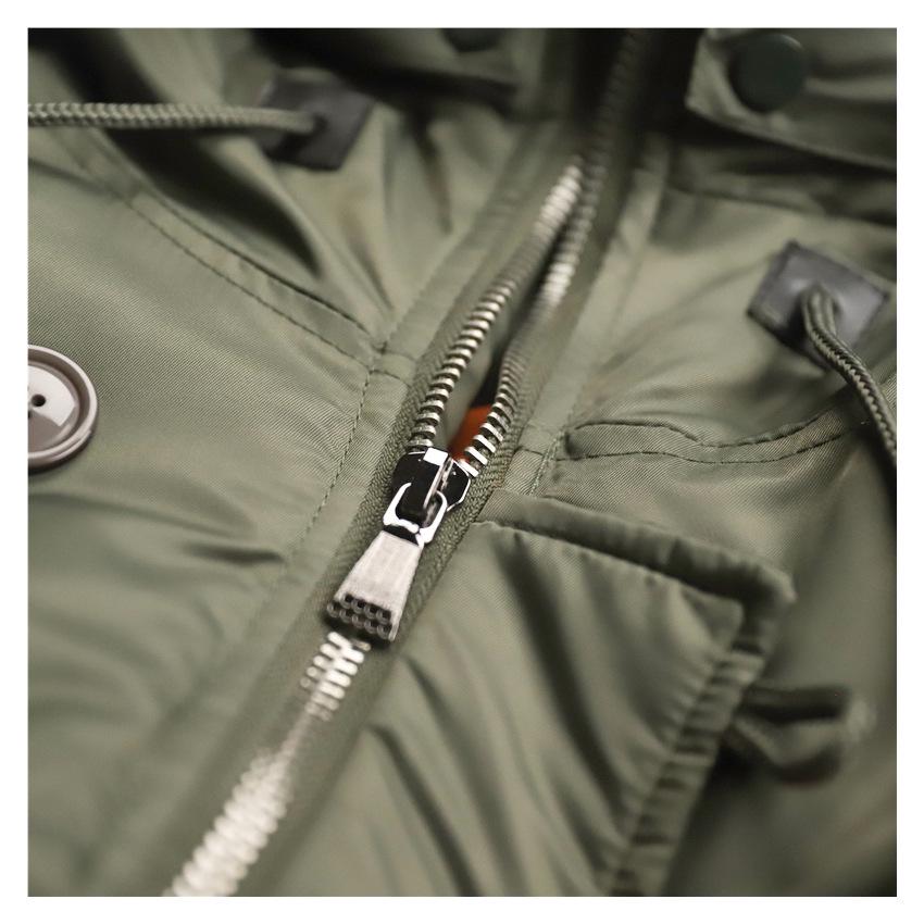 Normanlong Men's N3B Military Style Hooded Cotton Coat – Winter Mid-Length Jacket