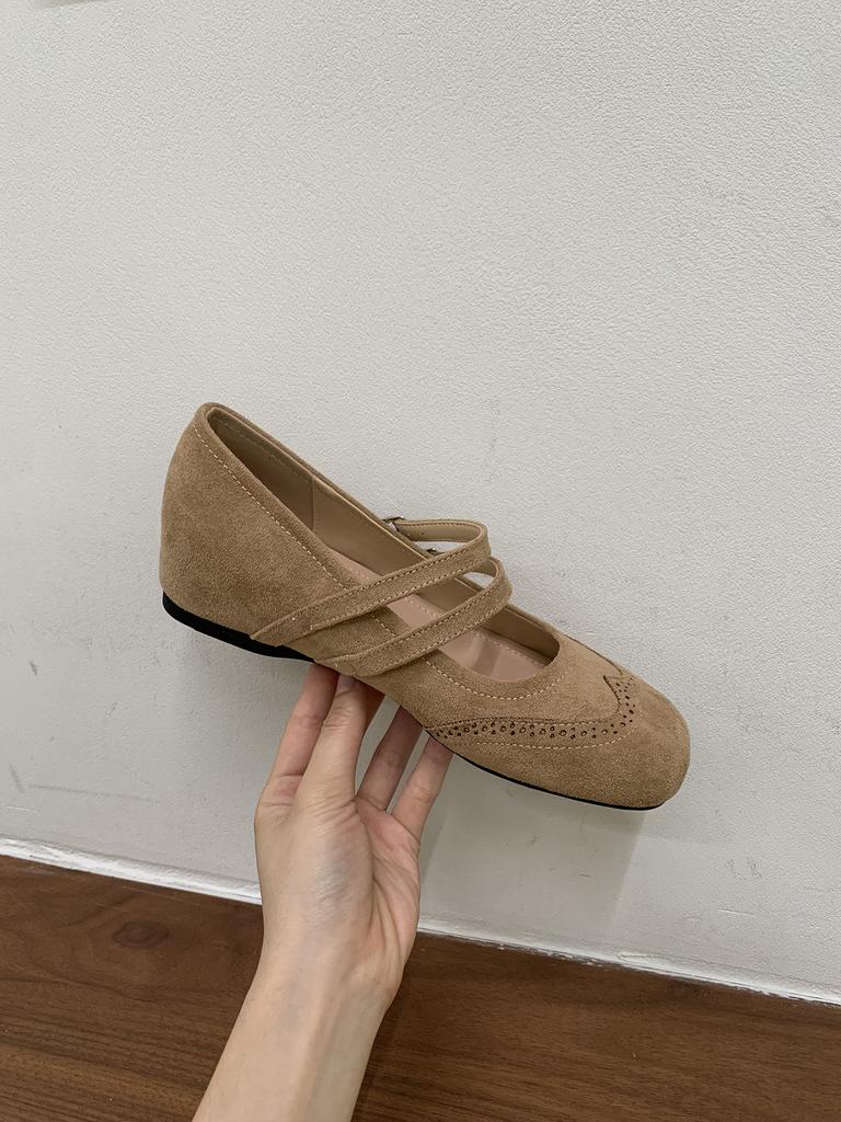 Jonmei for San Nei Heightening Retro Double Buckle with Mary Jane Shoes Single Shoes Autumn New Ballet Beanie Shoes