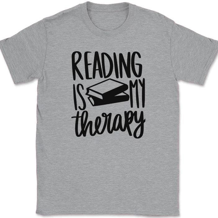 

Reading is my Therapy T-Shirt Funny Book Novel Hobby Humor Text Tee L