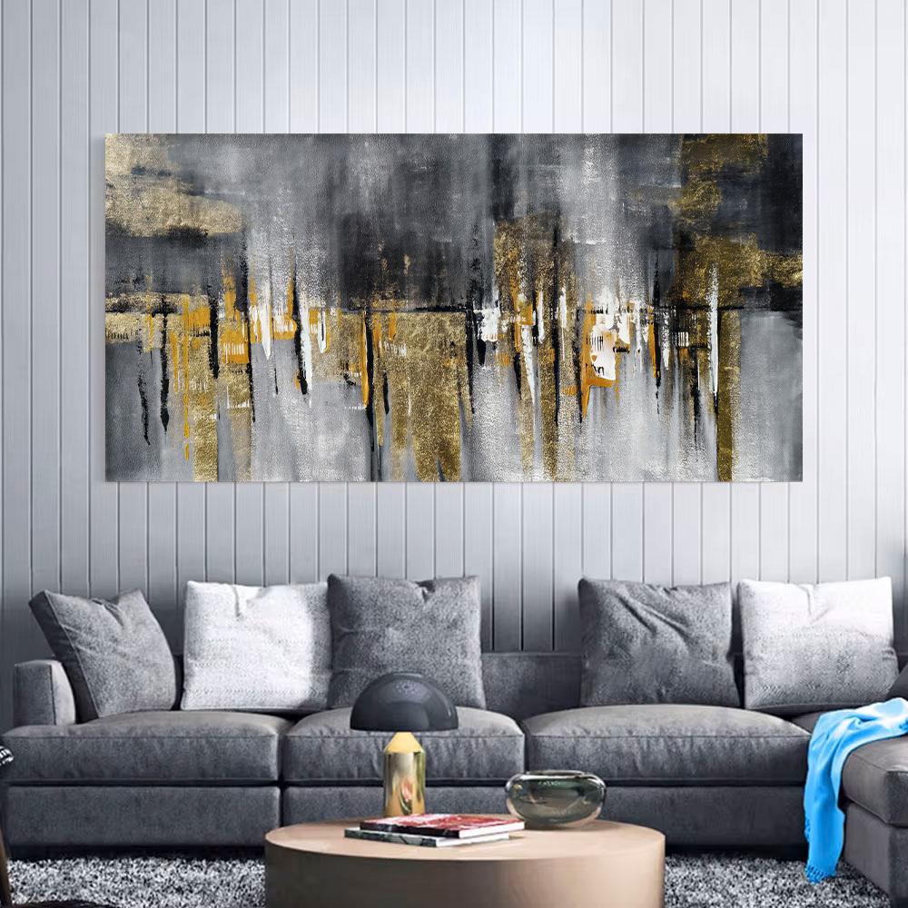 Black And Golden Painted Poster Canvas Painting Modern Abstract Wall Art Decor Luxury Wall Picture For Living Room Sofa Wall Decor