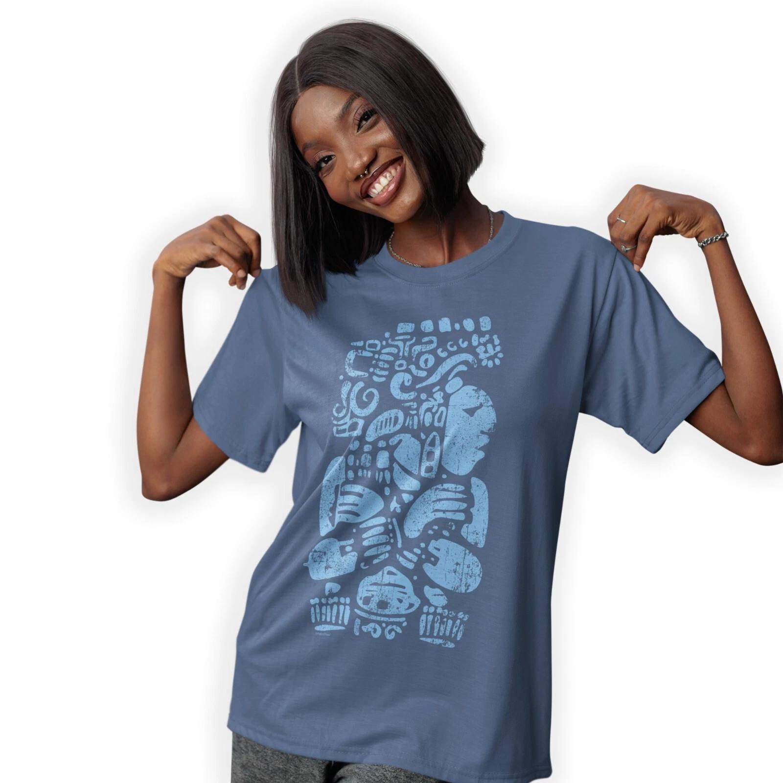 Ancient Mayan God Carving Hand Printed T-Shirt Birthday Gift 3XL