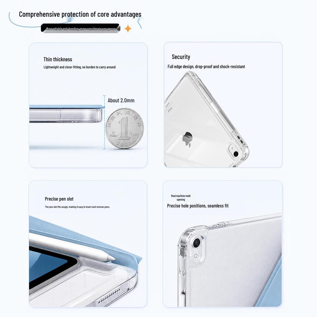 Compatible with iPad Air 11-inch 10th Gen & iPad Pro 12.9-inch Y-Fold Crystal Clear Case