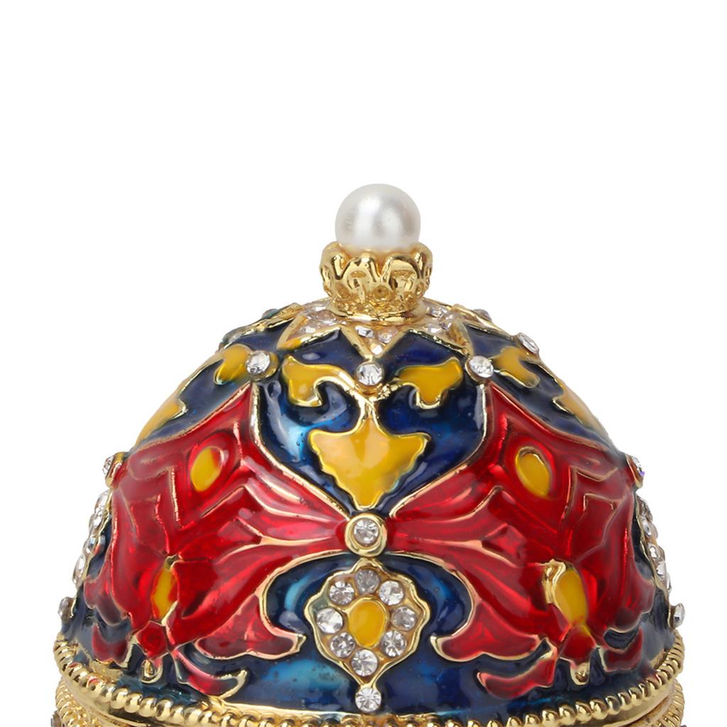 Fdit Vintage Enamelled ster Egg Jewelry Box, Zinc Alloy Diamante Jewelry   with Antique Floral Pattern, Decorative for Women, ster Houses and