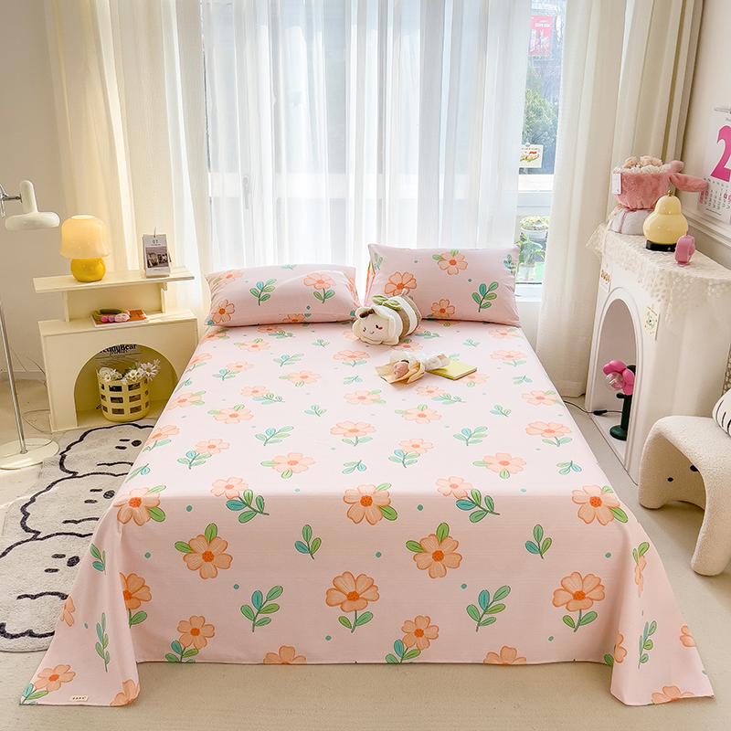 Painted Flowers 100% Cotton Bed Sheet Set Thickened Bedspread with Pillowcases Skin-friendly Breathable High Quality Bedding Set