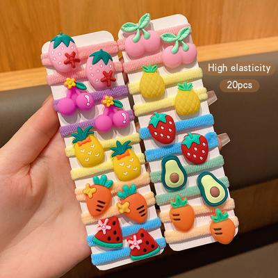 20 Sweet Wind Fruit Elastic Cute Hair Rings Suitable for Daily Use Hair Accessories Color Random