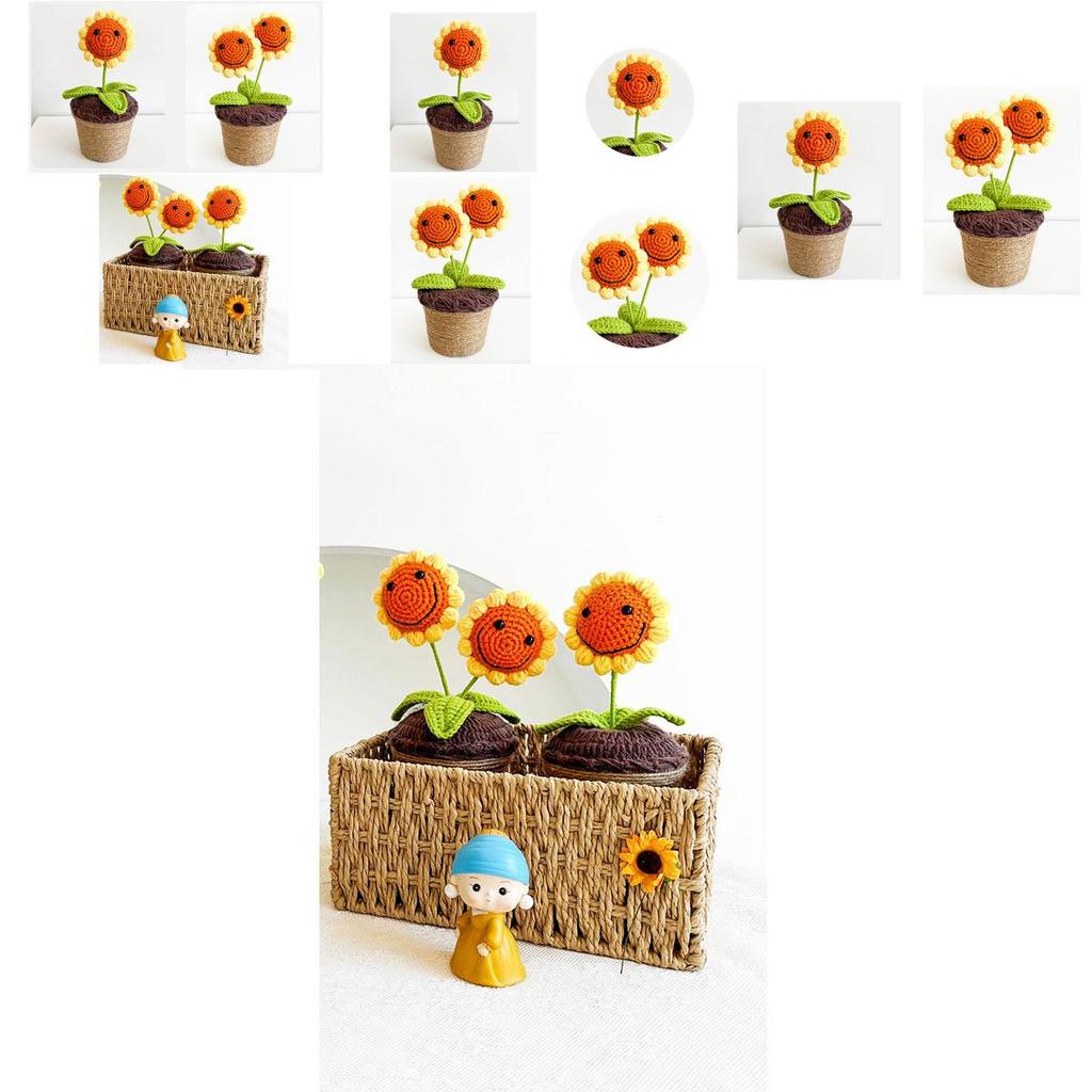 Knitted Sunflower Pot Plant Creative Décor For Your Home