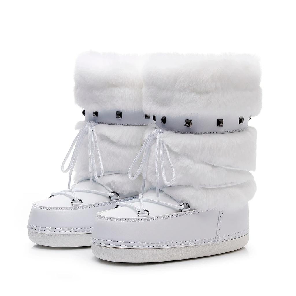 Women'S Warm Furry Winter Boots Non-Slip Trendy Space Boots Design Skiing Snow Shoes For Ladies Girls