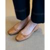 Sheepskin Leather Shoes French Retro Bow Flat Bottom Shallow Mouth Commuting Single Shoes Women's One-pedal Grandma Shoes Ladyshoes