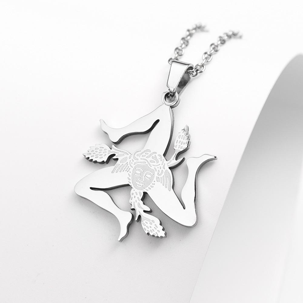 Stainless Steel Sicilian City Pendant Necklace Couple Personality Men's Pendant