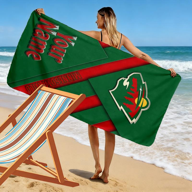 Name Custom Minnesota wild Print Beach Towel, Large Soft Quick Dry Towel for Beach Camping Swimming