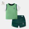 2026 Children's Casual Color Block Two-Piece Shorts & Short Sleeve Sports Set - Boys' Korean Style Fashion.