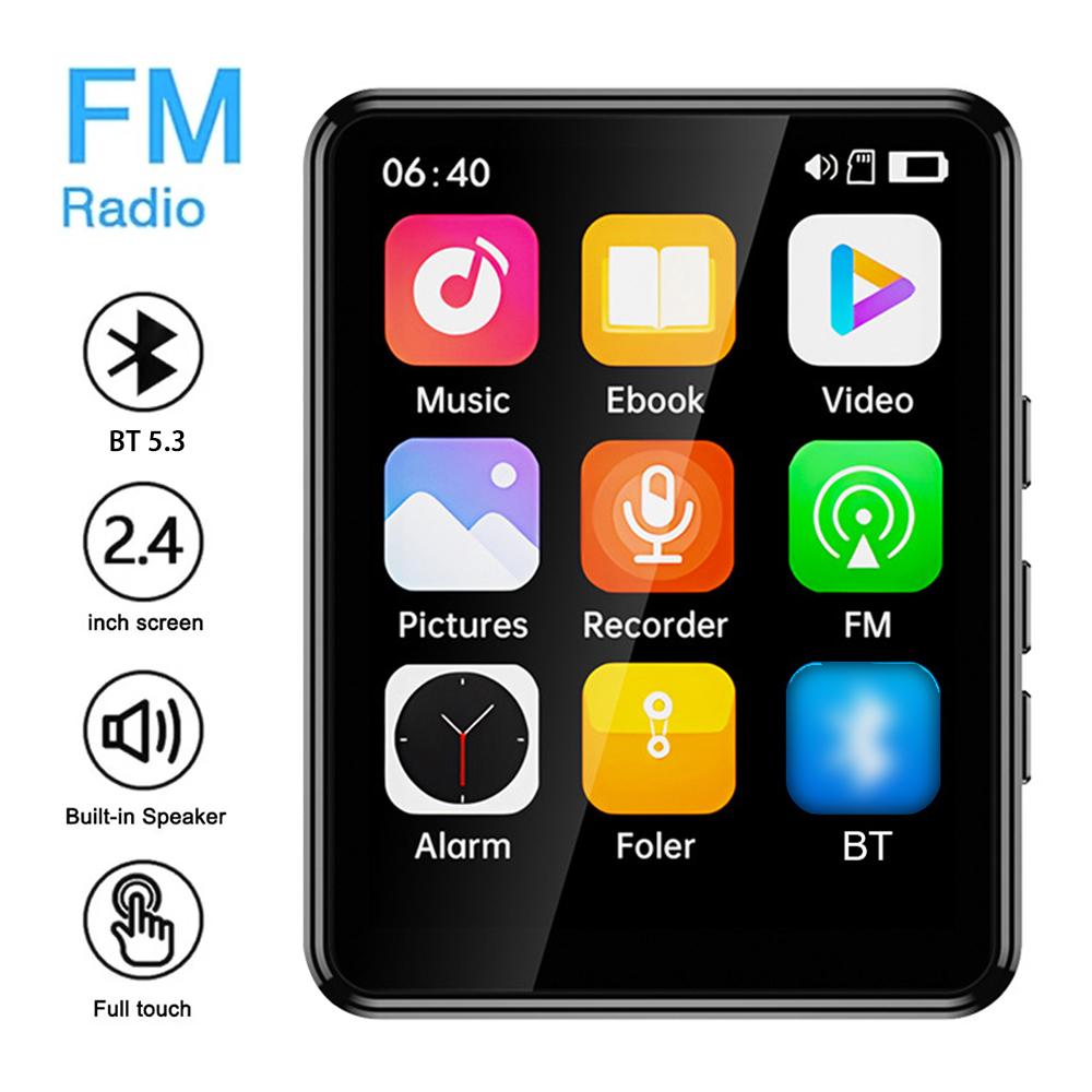 MP3 MP4 Player with Speaker 2.4 Inch Full Touch Screen BT with Built In Speaker and TF Card Expansion Supports for E