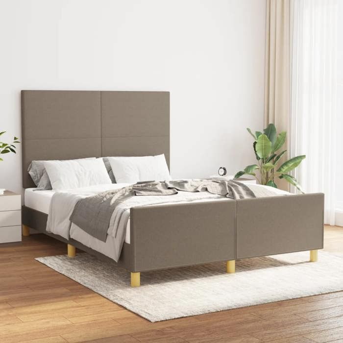 VidaXL Bed Frame with Headboard Taupe 140x200 Cm Fabric3124899