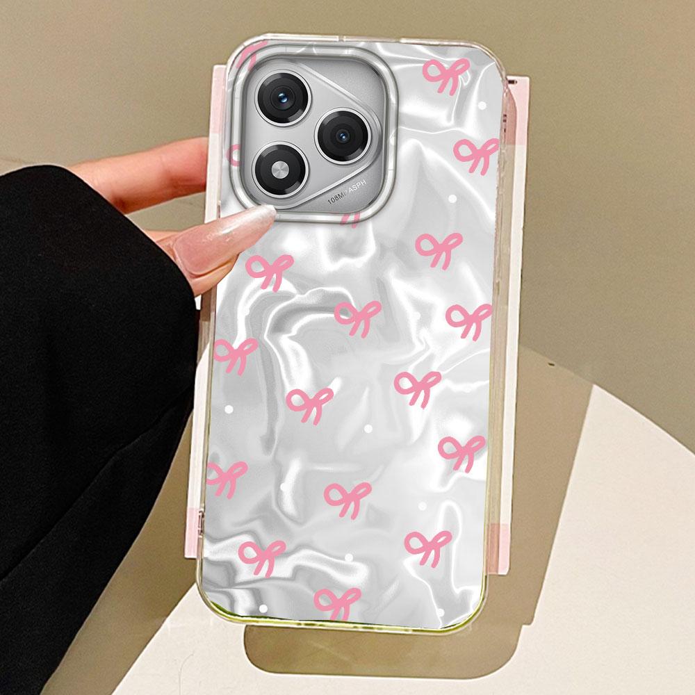 Circular Dots Black Bow Women Girls Phone Case for Honor 400 200 90 Smart Pro Magic7 6 5 70 Lite X9a X9c X8b X8a X8c X7c Cover