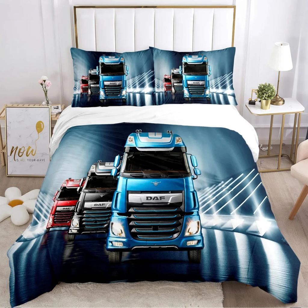 Federa Piumone con Logo Camion DAF alla Moda Set Biancheria da Letto Coperta Morbida e Federe per Ragazzi Singolo_Matrimoniale_Queen_King