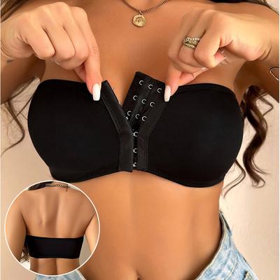 Dámské bezešvé podprsenky nadměrných velikostí s předním zapínáním, polovyztužené podprsenky typu bandeau, bezkosticové braletky pro velká prsa