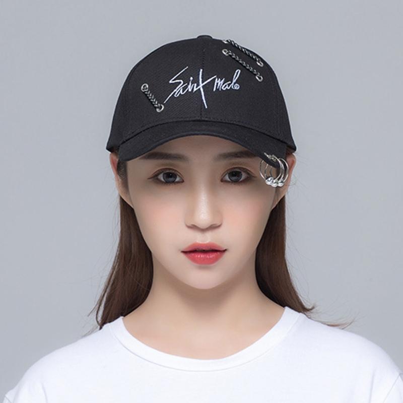 Casual Baseball Cap Letter Sport Cap Trendy Peaked Cap with Ring All-match for Outdoor Hiking Riding Camping Cycling