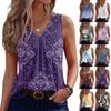 Womens Tank Tops Sleeveless Loose Fit Tops V Neck Pleated Shirts Basic Tees