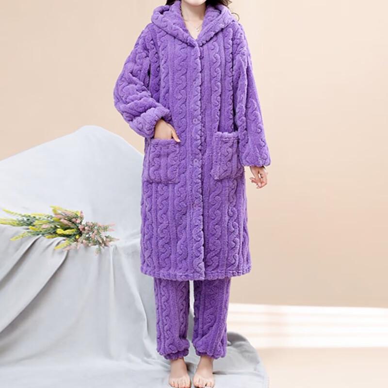 Жаккардовый Плюшевый Длинный Халат Домашний Комплект M