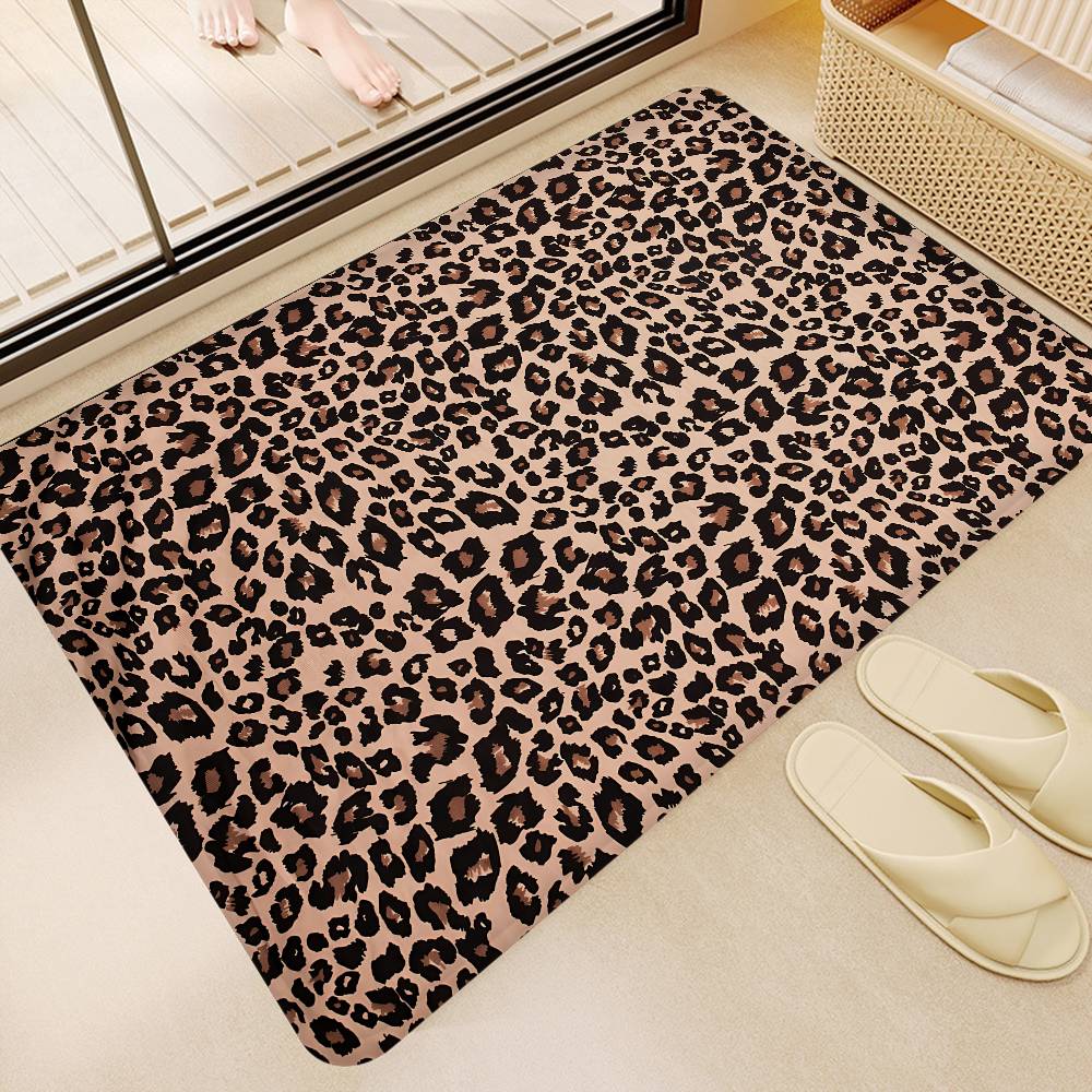 Fashion Leopard Print Bathroom Mat Kids Room Bedroom Decoration Balcony Anti-Slip Doormat Living Room Welcome Rug