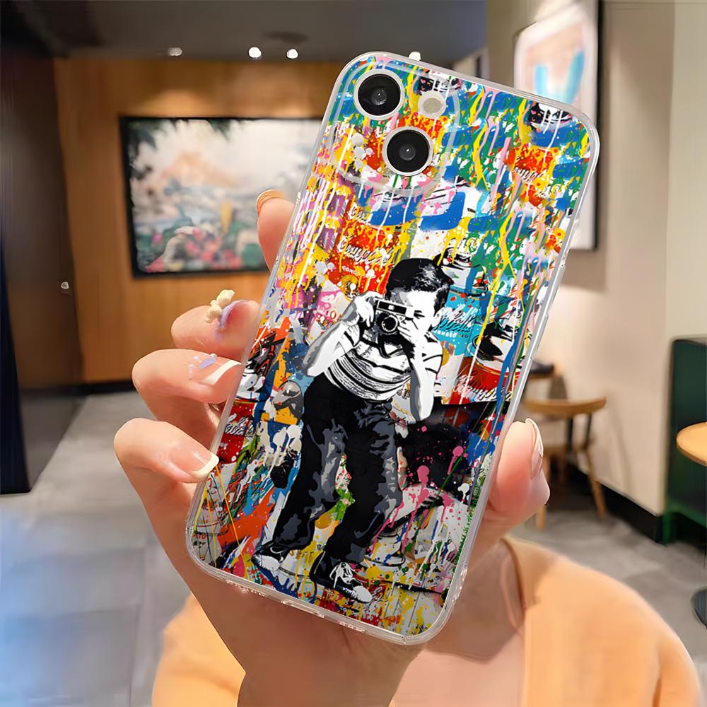 

Banksy Graffit Art Phone Case For IPhone 15 Pro Max 16 Pro Max 14 13 11 12 Mini Xs X Xr 7 8 Plus Se Transparent Cover iPhone 13 Pro