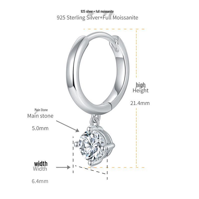 Classic 5.0mm Moissanite Four-Prong Hoop Earrings with Secure Studs