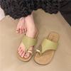 Spring and Summer New Flat-bottomed Sandals New Metal Buckle Niche Retro Style Toe Lazy One-word Slippers