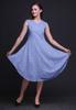 Bimba Blue Clover Leaves Floral Printed Ladies Sleeveless Round Neck Summer Dress Casual