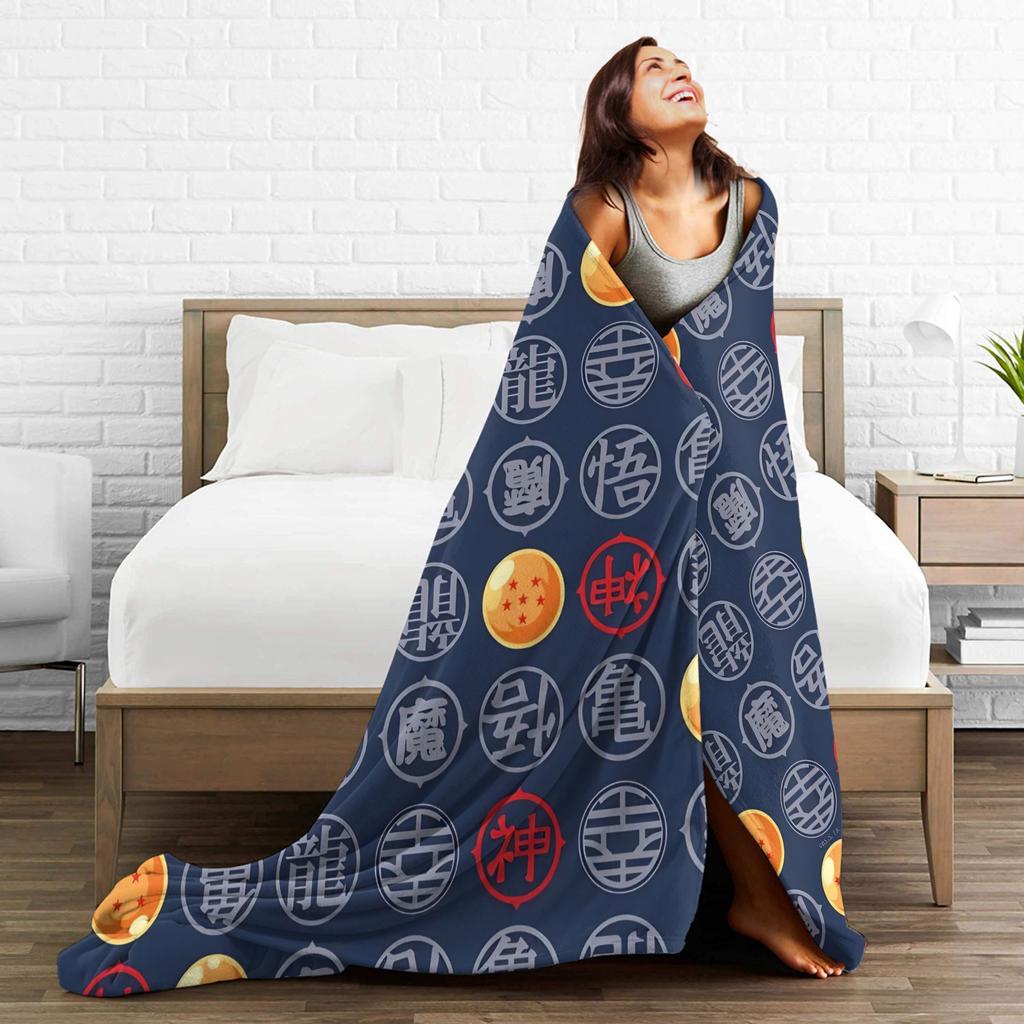 DBZ Symbols Blankets Fleece Spring/Autumn Portable Warm Throw Blankets for Sofa Travel Plush Thin Quilt