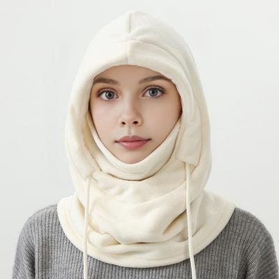 Sciarpa con Cappuccio Cappello Donna Uomo Autunno Inverno Equitazione Copricapo Tinta Unita Coulisse Regolabile Protezione Viso Copricapo
