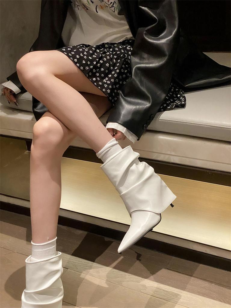 Fashion Vintage Women Western Cowboy Boots Fashion Pointed Toe Shoes Ladies Thick Heel Short Botas Autumn Winter Zapatos De Mujer