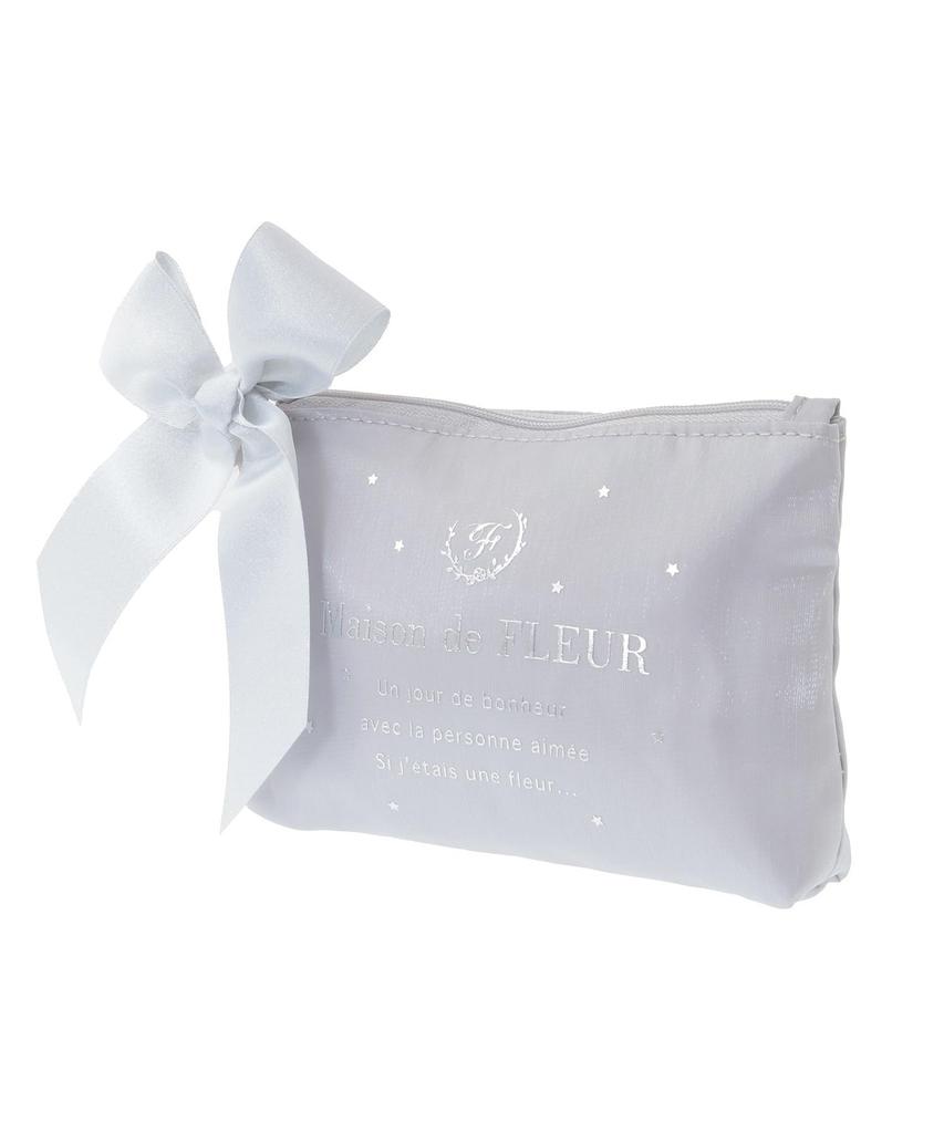 Maison de Fleur Star Shiny Pouch, Grayish Blue, Size F, PouchDrawstring Bag, 08000645000
