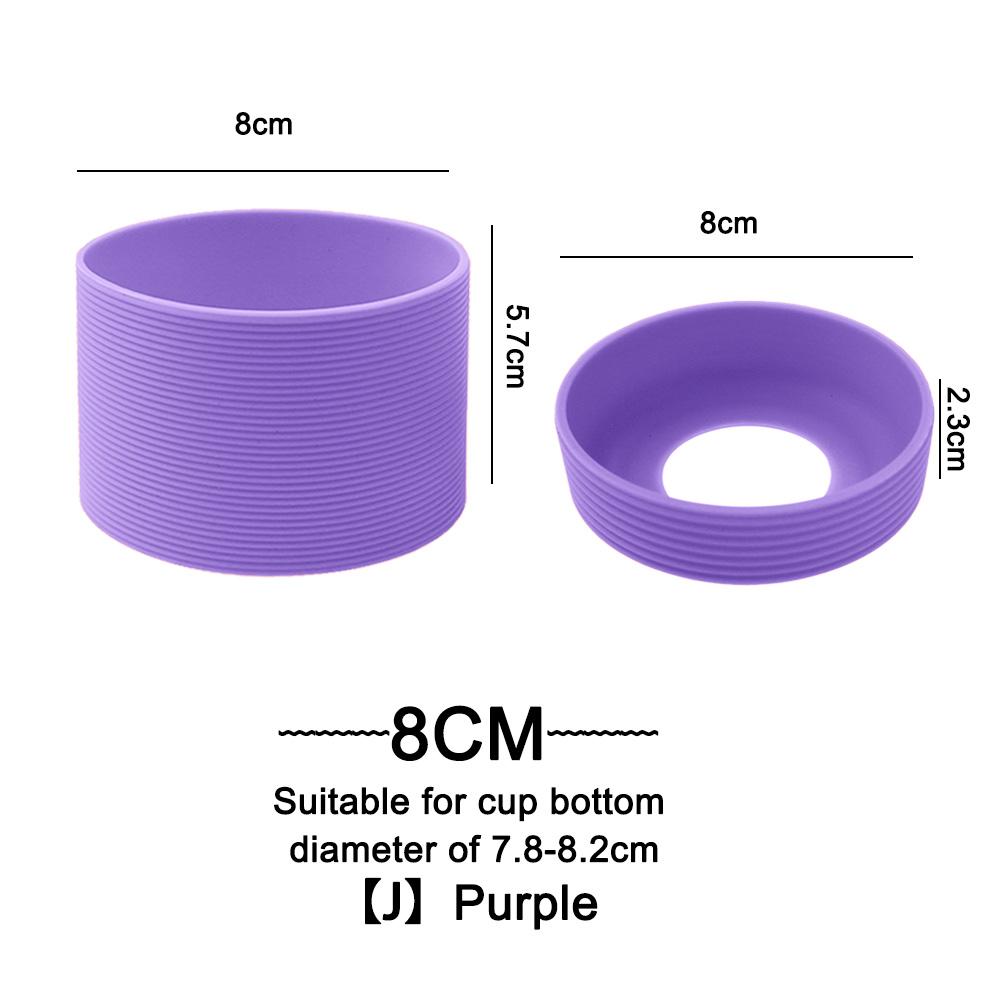 2Pc/Set 8cm 15 Colour Threaded Soft Silicone Cup Sleeve And Bottom Suit Heat Insulated Anti Slip Good Toughnes Odorless Elastic